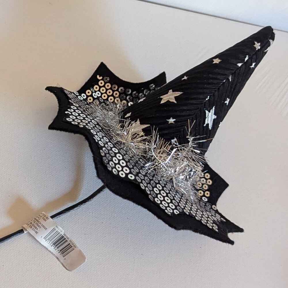 NWT Silver Stars Mini Witch Hat Floral Pick Sequins Ashland Halloween Decoration
